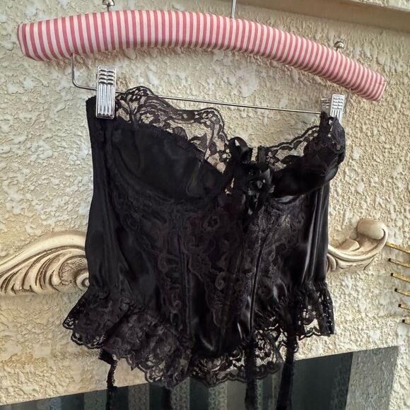 VTG Victoria’s Secret Gold Crown Label Black Corset Size 34 C - Picture 11 of 11